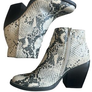 Stylish Snake Print Ankle Boots and white heel booties bundle